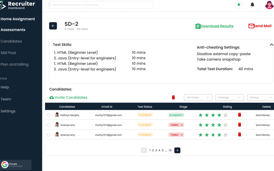 CodeDrills Assessment to screen software developers